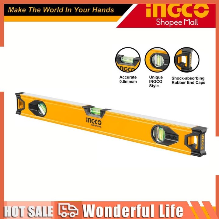 Ingco HSL08050 Industrial Spirit Level 50cm with 1.5mm Thickness H ...