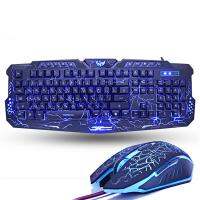 Game Keyboard and Mouse Combos Backlit USB Wired Waterproof Cool Blue Red Purple for PC Laptop