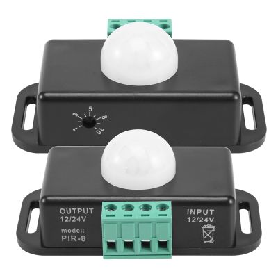 Motion Sensor Switch, 12V 24V PIR Sensor LED Switch Controller for Flexible LED Strips Light, 2 Pack
