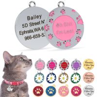 ☫✔ Personalized Dog Cat ID Tag Collar Necklace Accessories Round Custom Engraved Dog ID Tags Pet Supplies For Dog Tag Name Products