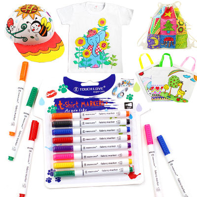 8 สี/ชุดผ้าสีปากกา MARKER เสื้อผ้าสิ่งทอ DIY งานฝีมือเสื้อยืด Graffiti Pigment ภาพวาดปากกาโรงเรียนและเครื่องเขียนสำนักงาน-zptcm3861