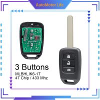 AutoMotor Life 433Mhz 2ปุ่ม Kunci Remote Mobil พร้อมชิป ID47เหมาะสำหรับฮอนด้า2013 2015 CRV 2013สอดคล้อง2017 Civic