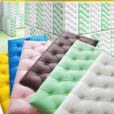 Self-adhesive 3D Three-dimensional Wall Stickers Thicken Tatami Anti-collision Wall Mat Childrens Bedroom Bed Soft Cushion