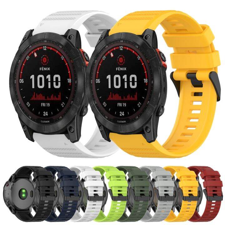 สำหรับ-garmin-fenix-7x-สายนาฬิกาข้อมือเนื้อซิลิโคนเนื้อแนวนอน26มม-พร้อมอุปกรณ์กำจัด-สีดำ