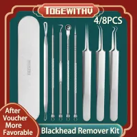 4PCS / 8PCS Blackhead Remover Kit, Comedone Pimple Extractor Tool Acne Removal Kit Blemish Remover Set for Blackhead, Whitehead Popping with Case