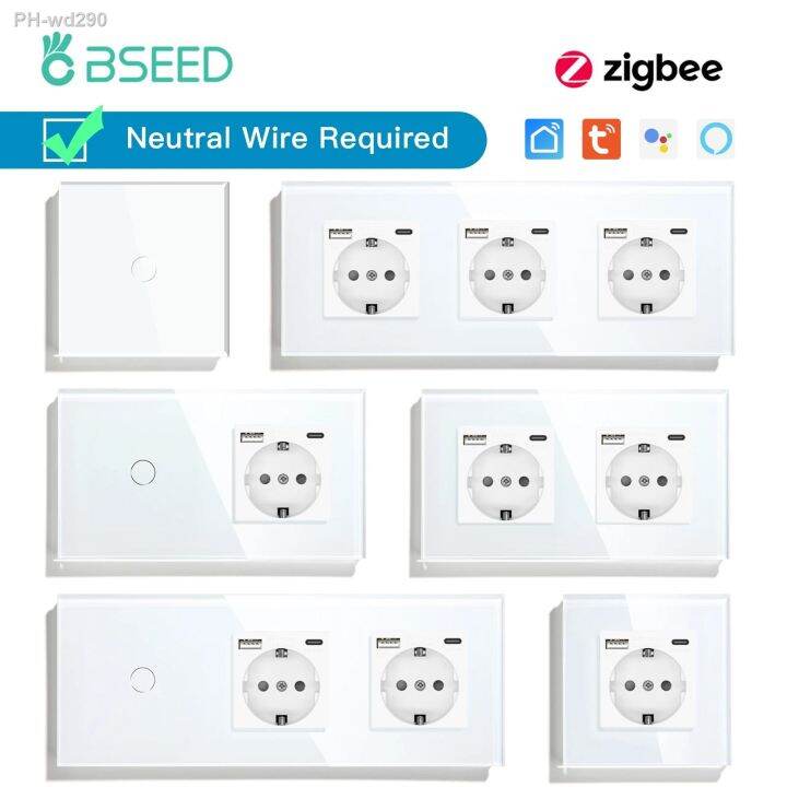 bseed-zigbee-switches-1-2-3gang-smart-light-switch-eu-wall-sockets-wall-touch-switches-multi-control-tuya-smart-life-app-alexa