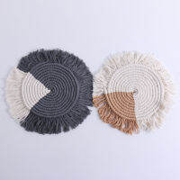 Handmade Knitted Cup Coaster Sweat Absorbent Tassels Rural Table Plate Cotton Mat Simple Boho Design For Home Set De Table