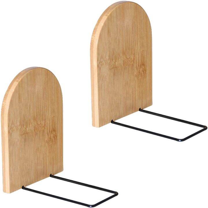 Wood Decorative Bookends Office Book Stand Bookshelf Ends Sturdy Book