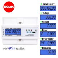 RS485 Din Rail Electric Three Phase Energy Meter Power Consumption Kwh   Wattmeter Monitor Modbus RTU 380V 400V