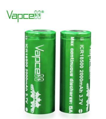 ถ่านชาร์จ Vapcell 18500 สีเขียว 2000 mah 5A 3.7v แพค 2 ก้อน ของแท้ แถมกระเป๋าใส่