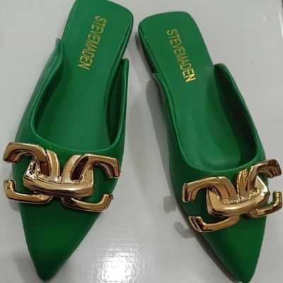 ขายดีที่สุด ioztt2023 - /◈❐☍ Mules Size 42 Shoes Fashion Metal Chain Flats Pointed Toe Women 39;s Slippers Ladies Slides