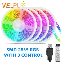 แถบไฟ LED USB แหล่งจ่ายไฟ SMD2835 Mini สามปุ่ม Controller Multi-สีตัวแปร DC5V ห้องนั่งเล่นภายในไฟตกแต่ง1M/2M/3M/4M/5 M ยืดหยุ่นริ้วสายไฟ