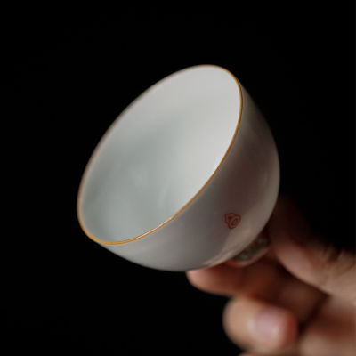 ถ้วยชาเซรามิกกังฟูชุดน้ำชา60มิลลิลิตรถ้วยชามือวาดรูปแบบพอร์ซเลนสีขาวถ้วยชา6ชิ้นล็อตถ้วยถ้วยจีน