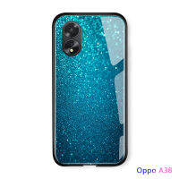 เคสใส่โทรศัพท์สำหรับ OPPO A18 A38กาแล็คซี่อวกาศออโรร่าเคสดวงดาวบนท้องฟ้าไล่ระดับสีกระจกเทมเปอร์ฝาหลังกันกระแทก