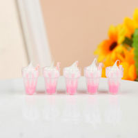 Wanglianzhon 5Pcs 1:12 Dollhouse Miniature Sundae Ice Cream Cup นมชาเครื่องดื่ม Decor Toy