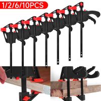 1/6/10Pcs 4 Inch Quick Ratchet Release Clip Kit Adjustable Handheld Woodworking Bar Clamp Spreader DIY Gadget Tool Mini F Clamp