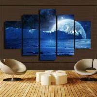 Blue Planet ผ้าใบ Wall Art โปสเตอร์5แผง HD พิมพ์ห้องนั่งเล่นตกแต่งภาพวาดตกแต่งบ้าน-คุณภาพสูงงานศิลปะสำหรับ Modern Homes