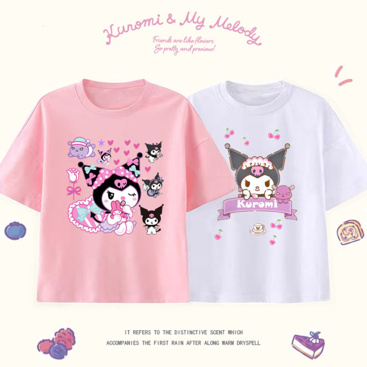 Cute Kuromi Girls Tshirt Kawaii Cartoon Girl Tops Tees Summer Sweet ...