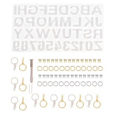 Alphabet Letter Resin Molds Kits Number Silicone Mould Keychain Jewelry Pendant Casting Making DIY Craft