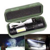 In Battery Zoomable Led Flashlight 8 COB Side Lights USB Rechargeable Outdoor Camping Lantern