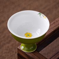 [COD] Hand-painted daisy teacup ceramic high-footed master female high-end single kung fu tea set drinking