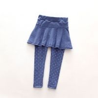 Girl Trendy Leg Wool Culotte Polka Dots Pants Kid Trousers