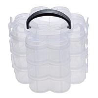 3-Tier Clear Plastic Stackable Organiser Storage Hobby Craft Box Container Jewellery Case Cups  Mugs Saucers