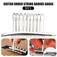 Guitar Understring Radius Gage สําหรับกีต้าร์และเบส ไม้บรรทัดรูปตัว T เกจวัดรัศมีสายกีต้าร์ล่าง ชุด 9ชิ้น ชุดซ่อมสาย