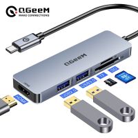 แท่น USB Qgeem C สำหรับ Macbook Pro Multi 3.0 USB ฮับ Type C อะแดปเตอร์ตัวอ่านการ์ดตัวแยก HDMI Type-C ฮับสำหรับแล็ปท็อปแท็บเล็ต