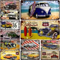 【YF】℡∏✶  Rusted Bus Car Tin Sign Pin Up Metal License Plate Posters Classic Plaques Painting Bar Wall