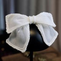 Hair Accessories For Women White Bowknot Headpiece Pearl Bijoux Cheveux Mariage Bridal Weeding Accessoire Bride To Be Headdress