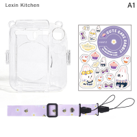 Lexin Kitchen 1ชุดสำหรับ Instax Mini 12กระเป๋ากล้องโปร่งใสกระเป๋าสะพายไหล่สำหรับเดินทางพร้อมสติกเกอร์