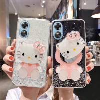 แฟชั่นเคสโทรศัพท์กระจกแต่งหน้า OPPO A78 5G หรูหราแววสีใสส่องแสงเป็นประกายวิบวับซิลิโคนปลอกอ่อน OPPOA78 2023ฝาครอบด้านหลังสาวน่ารัก