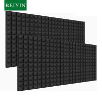 BEIYIN แผ่นป้องกันเสียง2ชิ้นขนาด120X60X5ซม. สตูดิโอแผ่นซับเสียงฉนวนกันเสียงแบบกึกก้องผนังออกแบบพีระมิดเพื่อเสียงดูดซับเสียงรบกวนและกำจัดเสียงสะท้อน (ความหนาแน่นสูง)