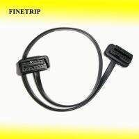 ◕ 30cm/60cm/1m Wholesale Flat Thin As Noodle ELM327 Male To Female Elbow Car Connector Adapter 16 Pin OBD2 Extension Cable