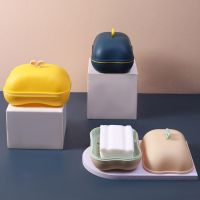 Household Drain Tray Wall Mounted With Lid Punch-free Storage Rack Soap Box Soap Holder Soap Dish Soap Dishes