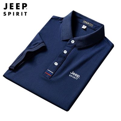 JEEP SPIRIT ฤดูร้อนผู้ชายแฟชั่นธุรกิจเสื้อโปโลแบบสบายๆโปโลคอสั้นแขนสั้นอารมณ์ที่เรียบง่ายเสื้อยืด Top