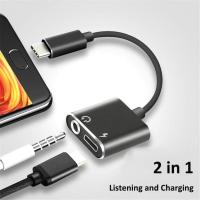 2in1 USB Type-C To 3.5mm Jack AUX Headphone Audio Converter Adapter Cable