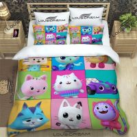 Cartoon Gabbys Dollhouse Bedding Set for Bedroom Soft Bedspreads for Bed Linen Comefortable Duvet Cover Quilt and Pillowcase