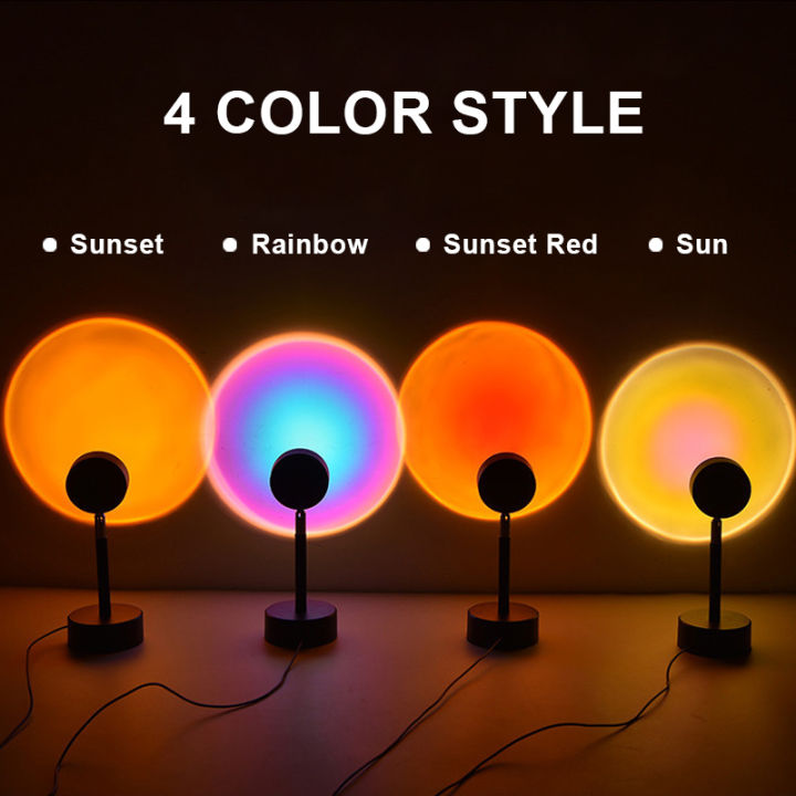 โคมไฟโปรเจคเตอร์-usb-rainbow-sunset-lamp-สีแดงโปรเจคเตอร์-led-night-light-โปรเจคเตอร์โคมไฟสำหรับห้องนอนบาร์ร้านกาแฟผนังตกแต่งแสง