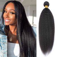 Brazilian Kinky Straight Hair Bundles 100% Human Hair Extensions Nature Color Bundles มัดตรง Kinky หนาสําหรับผู้หญิง