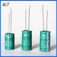 ตัวเก็บประจุด้วยไฟฟ้า 63V100UF ความถี่สูงความต้านทานต่ำปลั๊กตรง 8*12mm 100UF63V แหล่งจ่ายไฟอินเวอร์เตอร์อิเล็กลิซิส