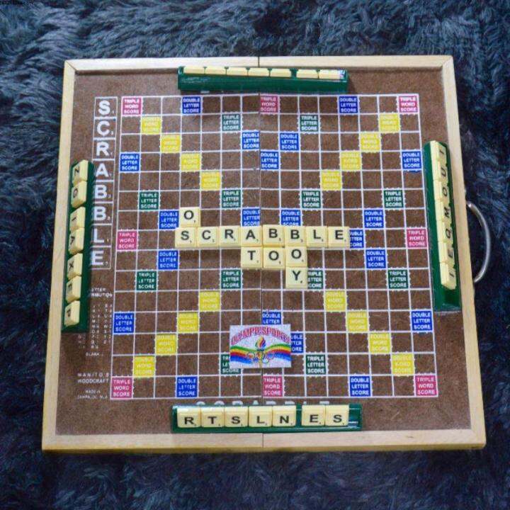 Spot Scrabble Board with Plastic Letter Tiles Crossword Board Games