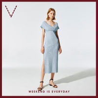 VICKS Off Shoulder Midi Dress เดรสเปิดไหล่ ผ้าริบเจอร์ซีย์