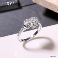 Lenya Jewelry แหวนเพชรDiamondlLke ดีไซน์รูปหัวใจ ประดับเพชรเต็มรูปหัวใจพร้อมบ่าข้างสวยงาม ตัวเรือนเงินแท้ชุบทองคำขาว