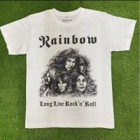 Rainbow Long Live Rock N Roll Made In Spain Premium Cotton Tee Rock Shirts เสื้อยืด Rockers คุณภาพ # Fender Ibanez ESP เสื้อยืดผู้ชาย