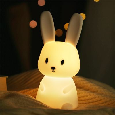 LED Night Light cute Rabbit Animal Cartoon Silicone Lamp Dimmable USB Rechargeable For Children kids bedroom gift Sleeping light
