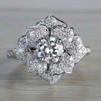 [COD] Cao Shi and light luxury style ring exquisite zircon flower ring full of diamonds womens daily versatile