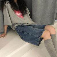 S-4XL Shorts Women Retro High Waist Zipper New Arrival Loose Denim Short All-match Knee-length Trousers Teens Ulzzang Leisure