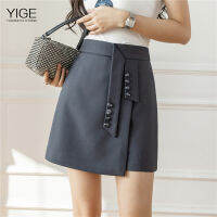 YIGE ฤดูร้อน2022ใหม่สายรัด A-Line เอวสูง Culottes กระโปรงสั้นสีดำเบาผู้หญิง